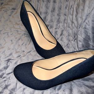 Blue denim heels